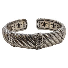 Judith Ripka 925 Sterling Sterling & CZ Chunky Hinged Cuff Bracelet