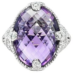 Judith Ripka Amethyst and Diamond Cocktail Ring in White Gold