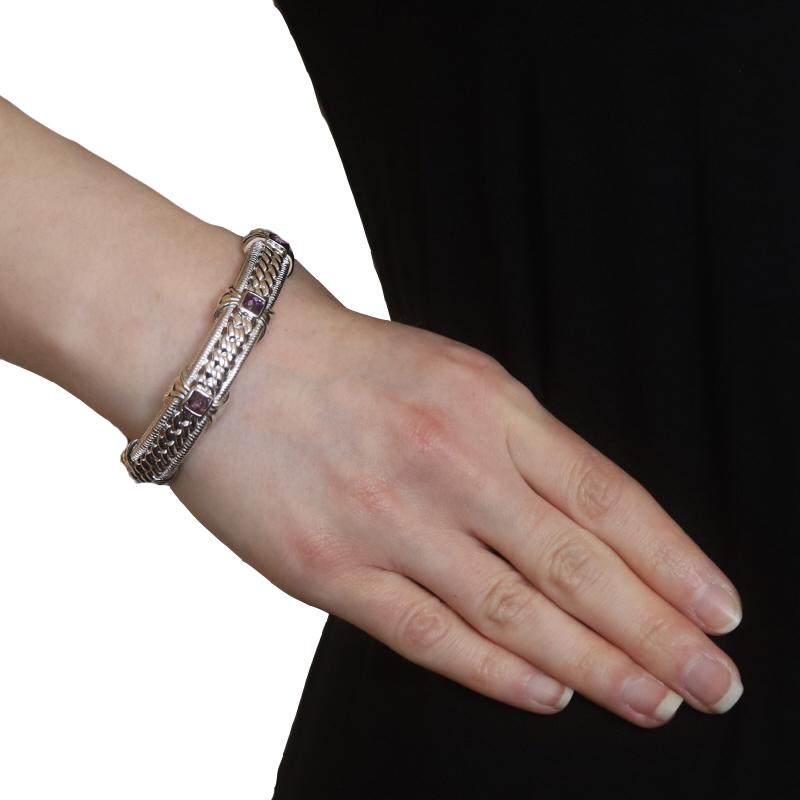 Cushion Cut Judith Ripka Amethyst Cuff Bracelet 6 3/4
