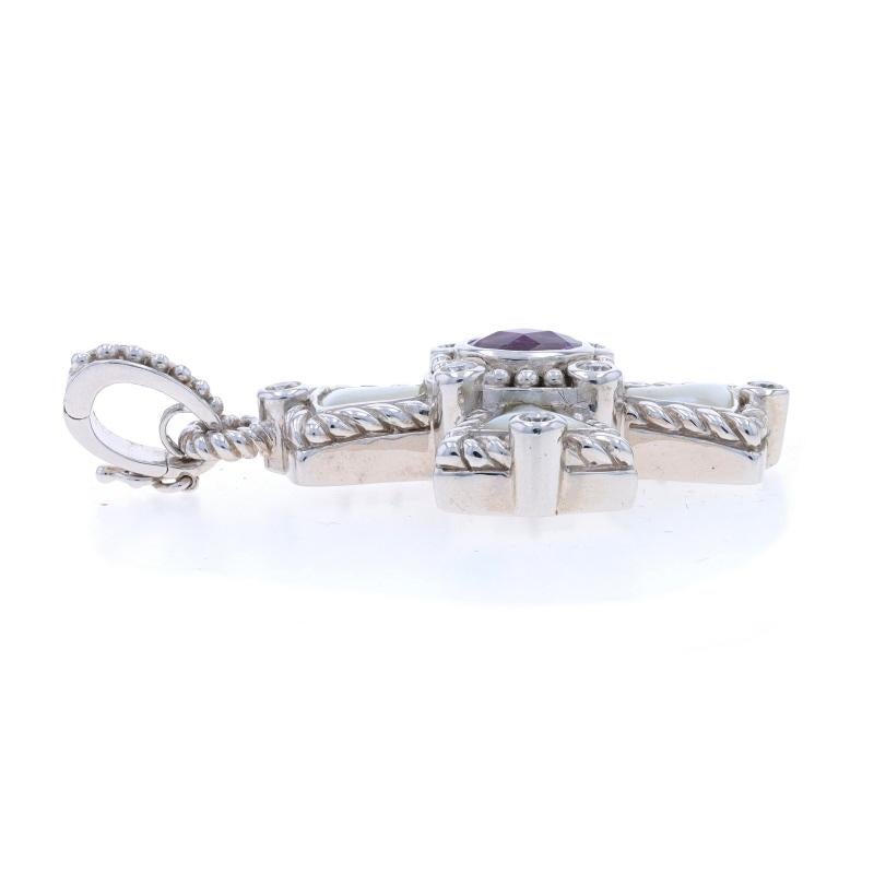 Judith Ripka Anhänger 925, Amethyst, Perlmutt, Kubischer Zirkon, Kreuzanhänger (Rundschliff) im Angebot