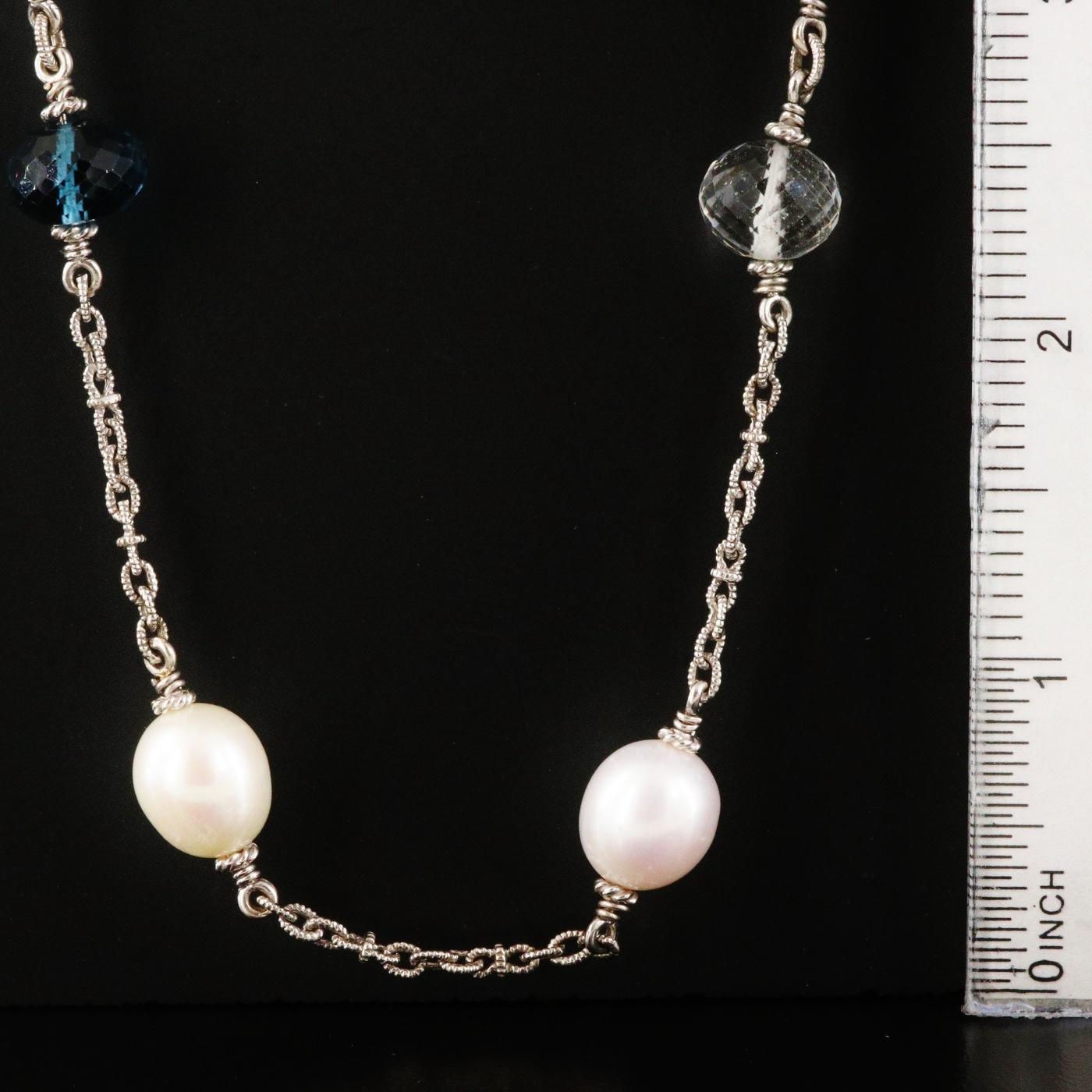 Women's Judith Ripka Bahama Mama Diamond Gem Pearl Necklace 63 Grams 18K For Sale