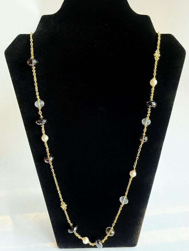 Judith Ripka Bahama Mama Diamond Gem Pearl Necklace / 80 Grams / 18K ...