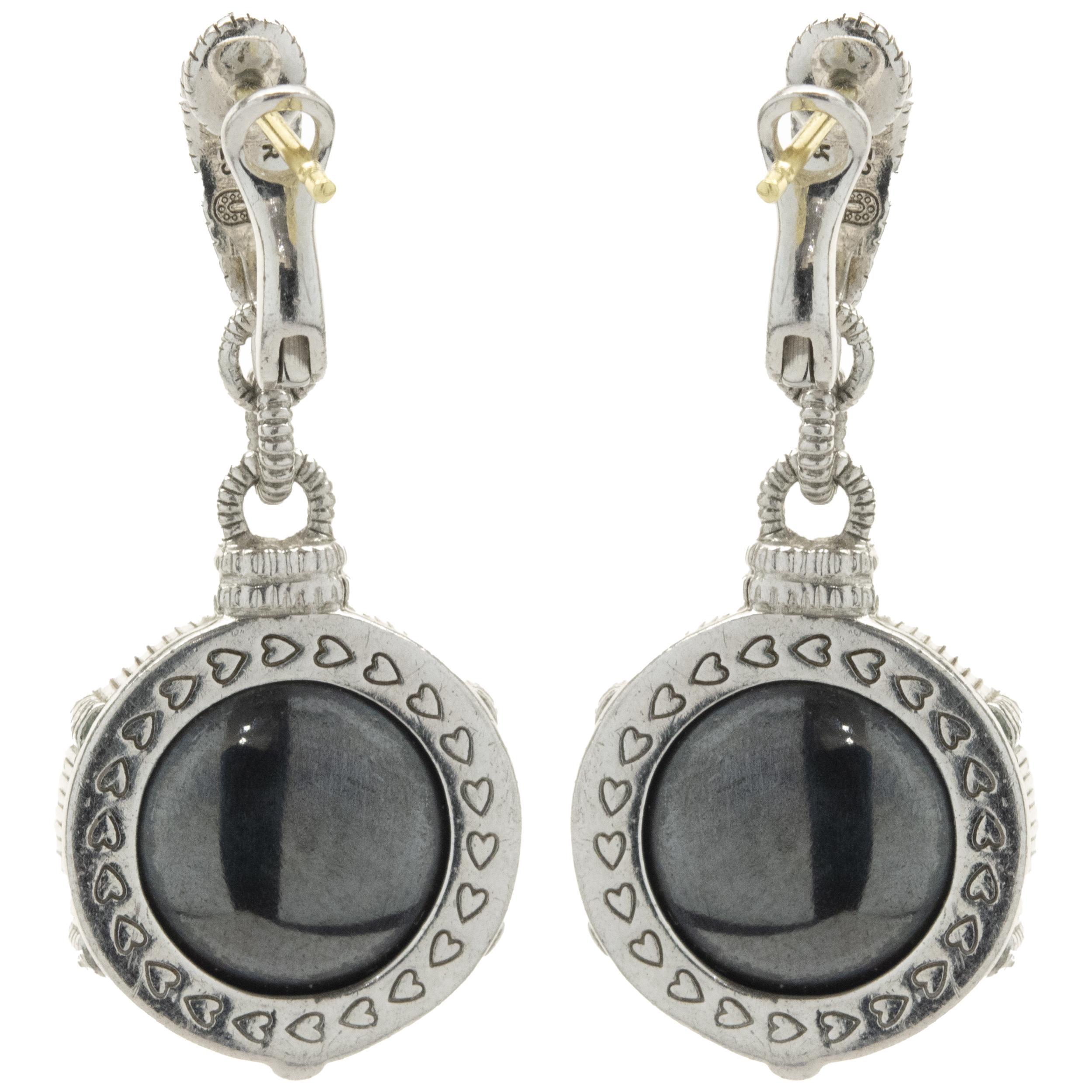 Designer: Judith Ripka
Material: sterling silver
Gemstone: black onyx
Dimensions: each earring measures 1 1/4-inches long and 5/8-inches wide
Weight: 15.56 grams
