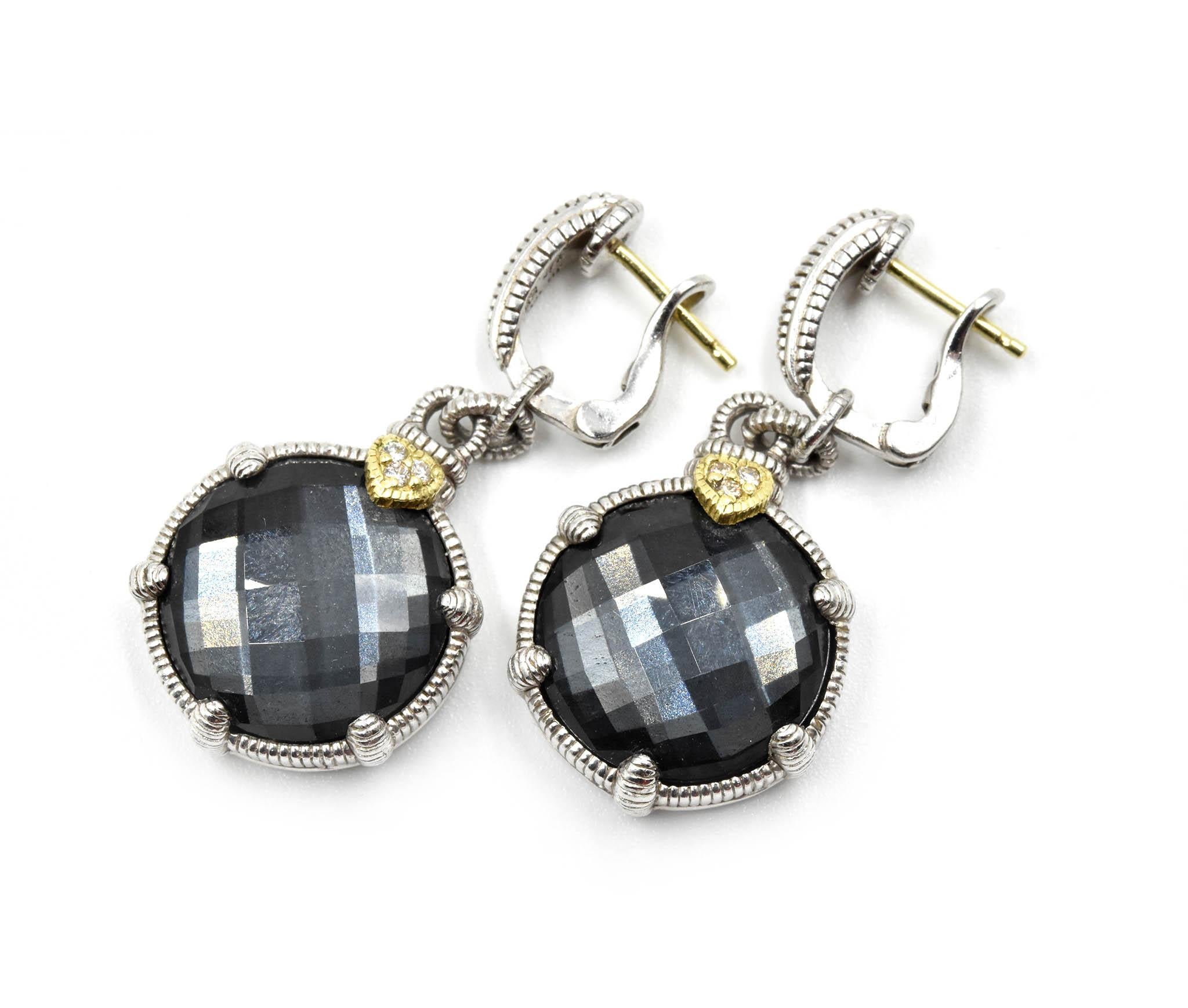 Designer: Judith Ripka
Material: sterling silver
Gemstone: black onyx
Dimensions: each earring measures 1 1/4-inches long and 5/8-inches wide
Weight: 15.56 grams
