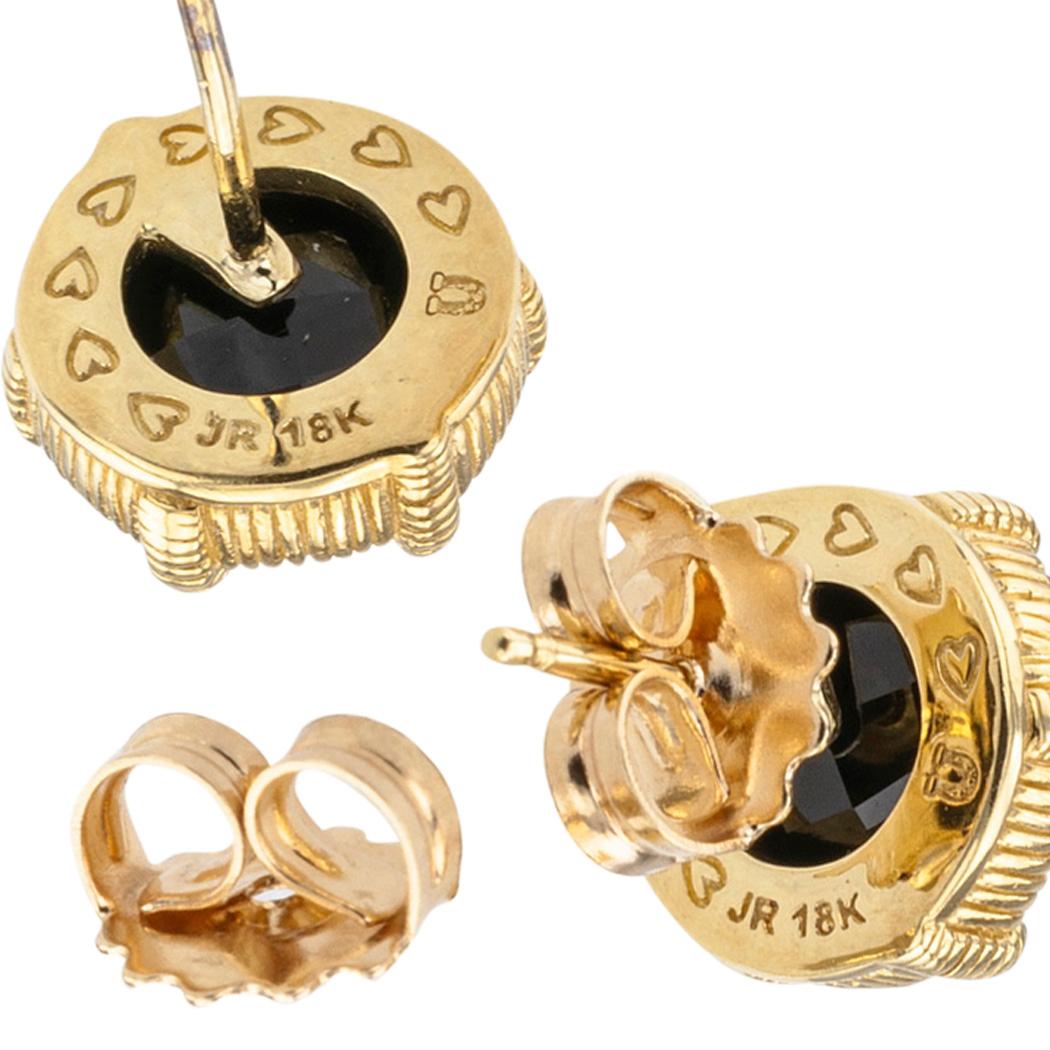 Contemporary Judith Ripka Black Onyx Yellow Gold Stud Earrings