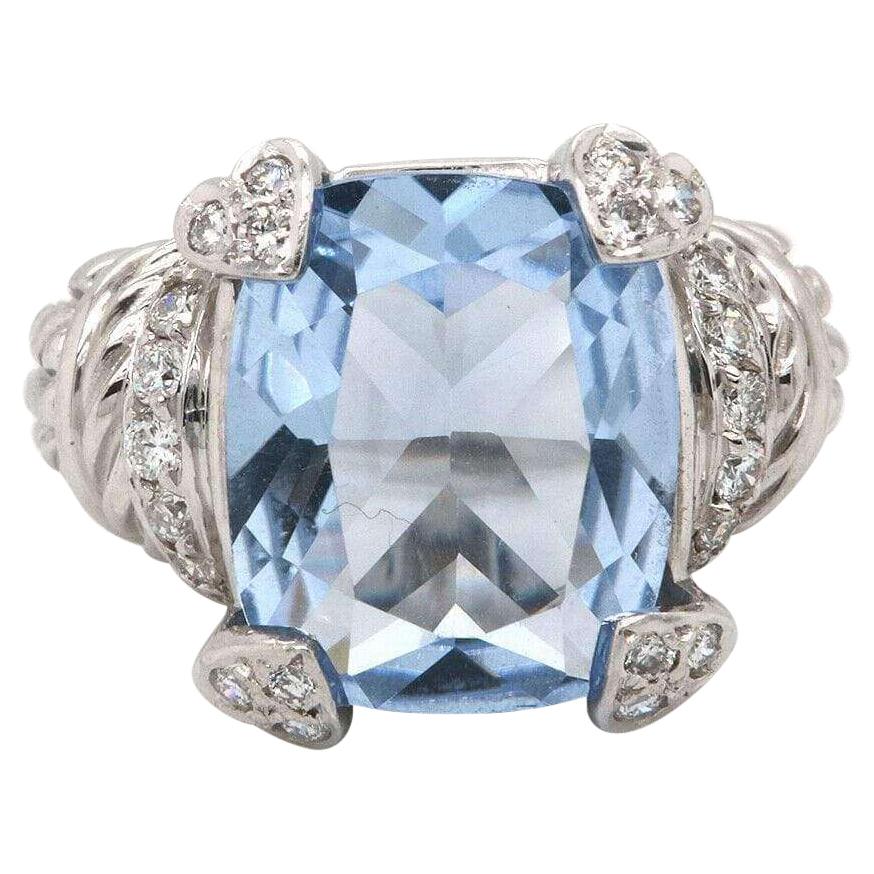 Judith Ripka Blue CZ and 0.45 CTW Dia Ring in 18K For Sale