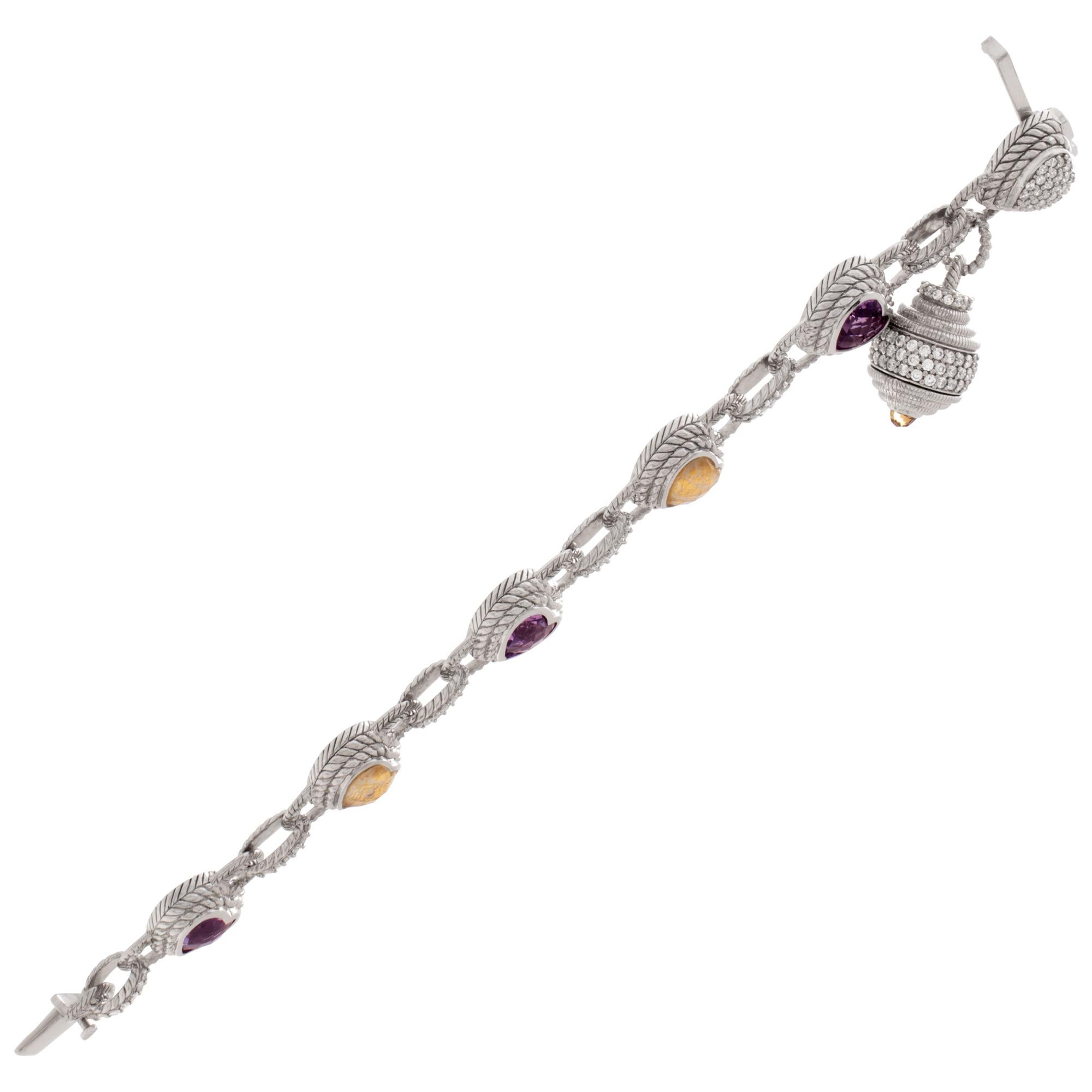 Judith Ripka Armband mit Amethyst- und Quarzherzen aus Sterlingsilber Damen