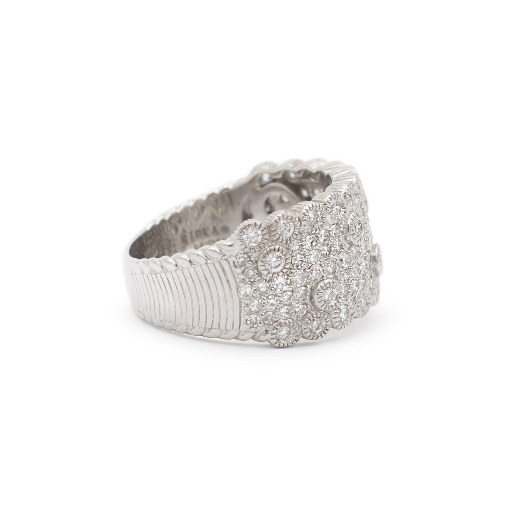 Judith Ripka Braut Damen 14K Weißgold Texturierter Cluster-Diamant-Ring im Zustand „Hervorragend“ im Angebot in Houston, TX