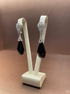 Judith Ripka Briolette Black Onyx Drop Earrings w/ 0.65ct diamonds 18k WG