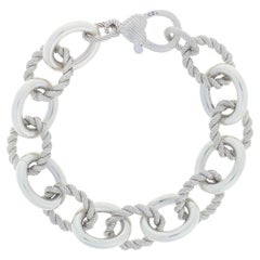 Retro Judith Ripka Cable Chain Bracelet, Sterling Silver Cubic Zirconia Accents