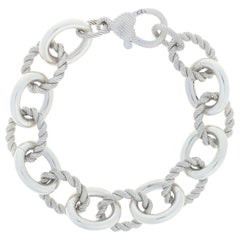 Judith Ripka Cable Chain Bracelet, Sterling Silver Cubic Zirconia Accents