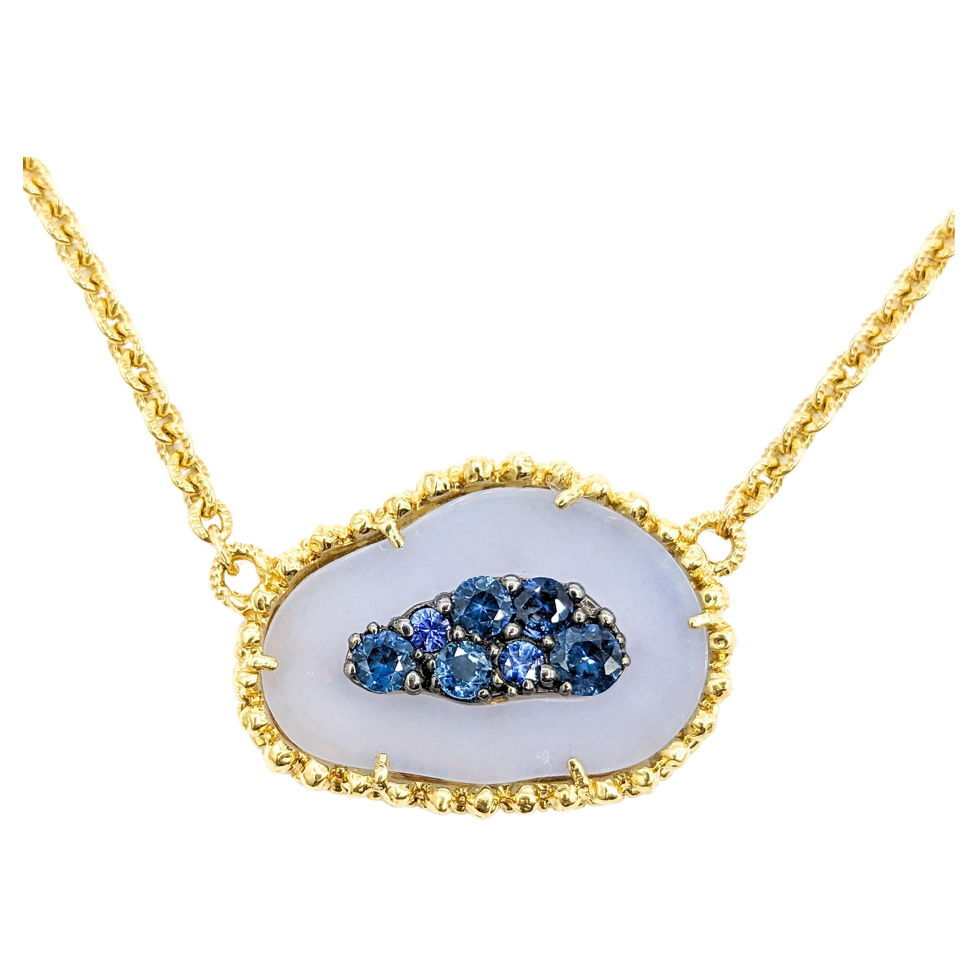 Judith Ripka Chalcedony & Sapphire Pendant in Gold