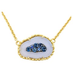 Retro Judith Ripka Chalcedony & Sapphire Pendant in Gold