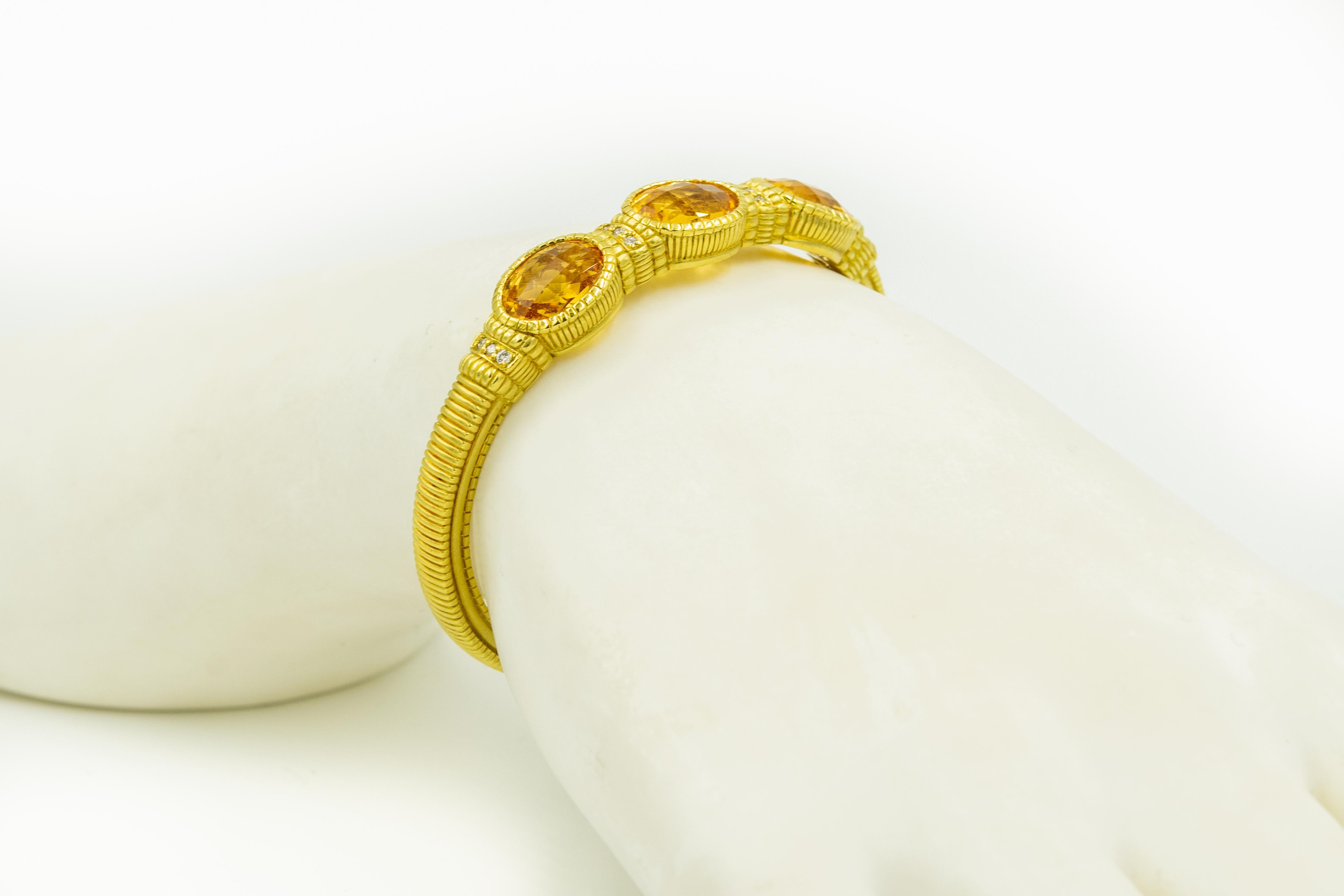 Judith Ripka Citrine and Diamond Yellow Gold Cuff Bracelet 1