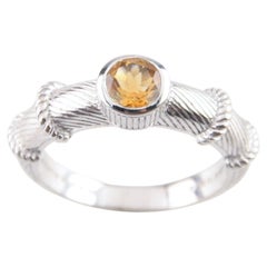 Judith Ripka Citrine and Sterling Silver Cable Stacking Ring, Size 10