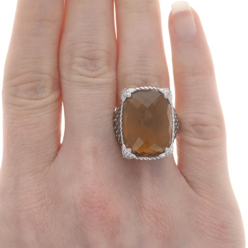Judith Ripka Citrin & kubischer Zirkon Ring - Sterling 925 Rechteckige Kissen (Kissenschliff) im Angebot