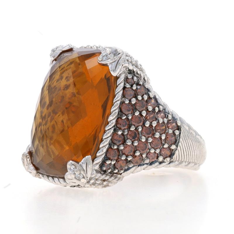 Judith Ripka Citrin & kubischer Zirkon Ring - Sterling 925 Rechteckige Kissen im Zustand „Hervorragend“ im Angebot in Greensboro, NC