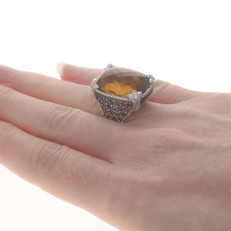 Judith Ripka Citrin & kubischer Zirkon Ring - Sterling 925 Rechteckige Kissen Damen im Angebot