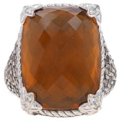 Judith Ripka Citrin & kubischer Zirkon Ring - Sterling 925 Rechteckige Kissen