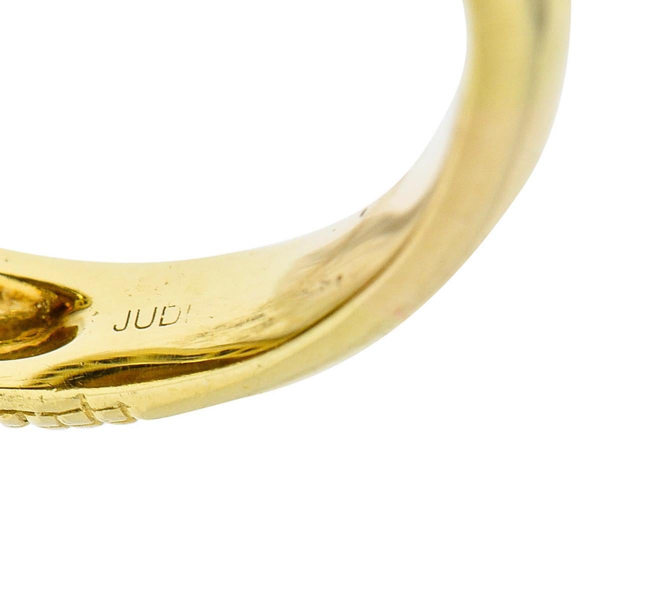 Judith Ripka Citrine Diamond & Fancy Colored Diamond 18 Karat Gold Monaco Ring In Excellent Condition In Philadelphia, PA