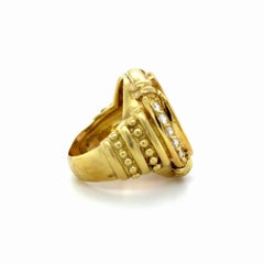 Judith Ripka, Citrine Intaglio and Diamond Ring, 18K Yellow Gold