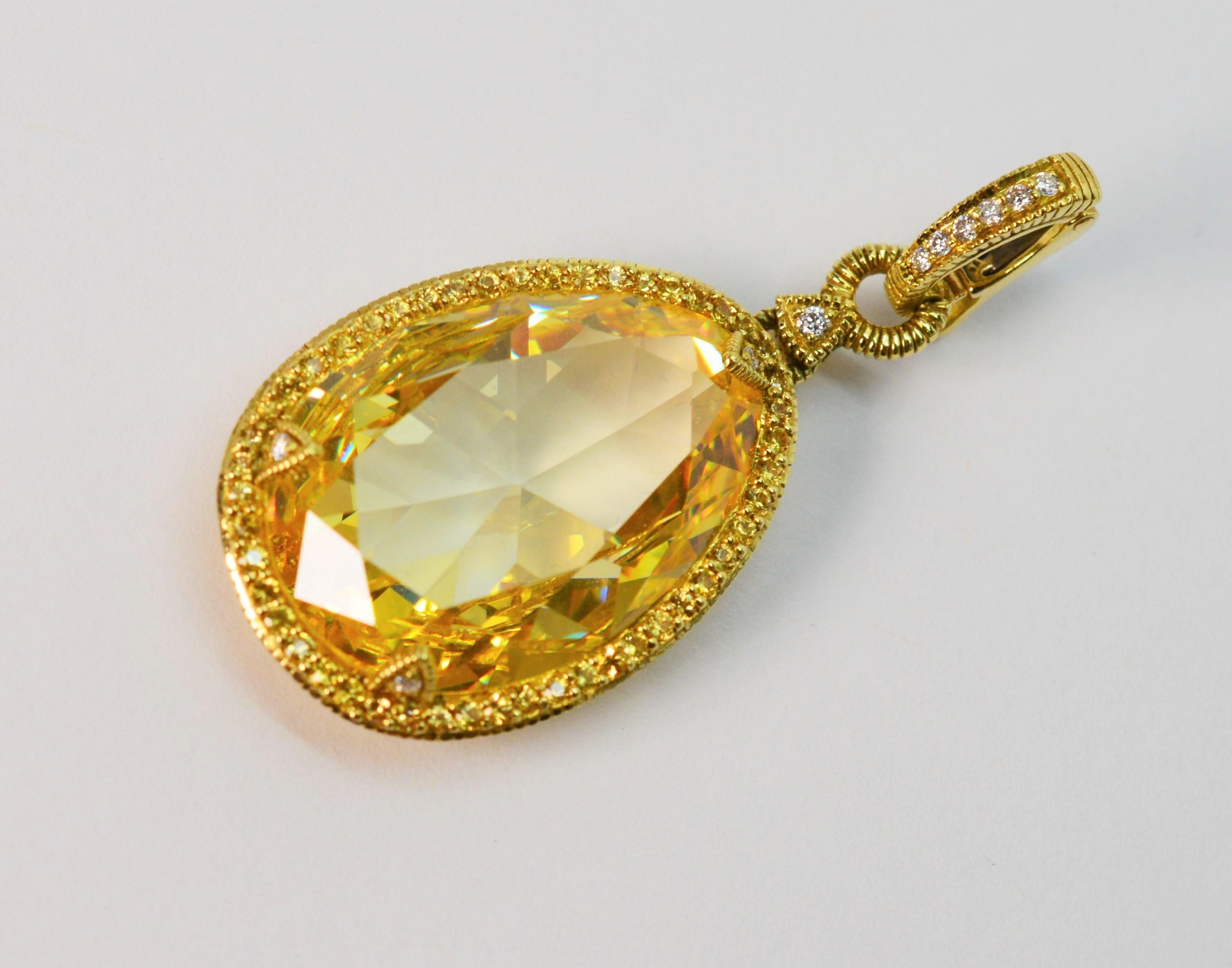 Judith Ripka Citrine w Diamond Yellow Sapphire Enhancer w Matching Earrings 1