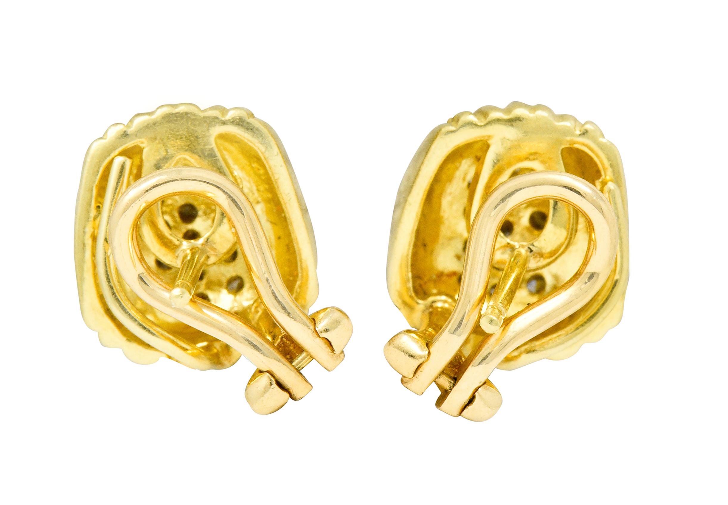 Women's or Men's Judith Ripka Contemporary 0.80 Carat Diamond 18 Karat Gold Pave Huggie Earrings