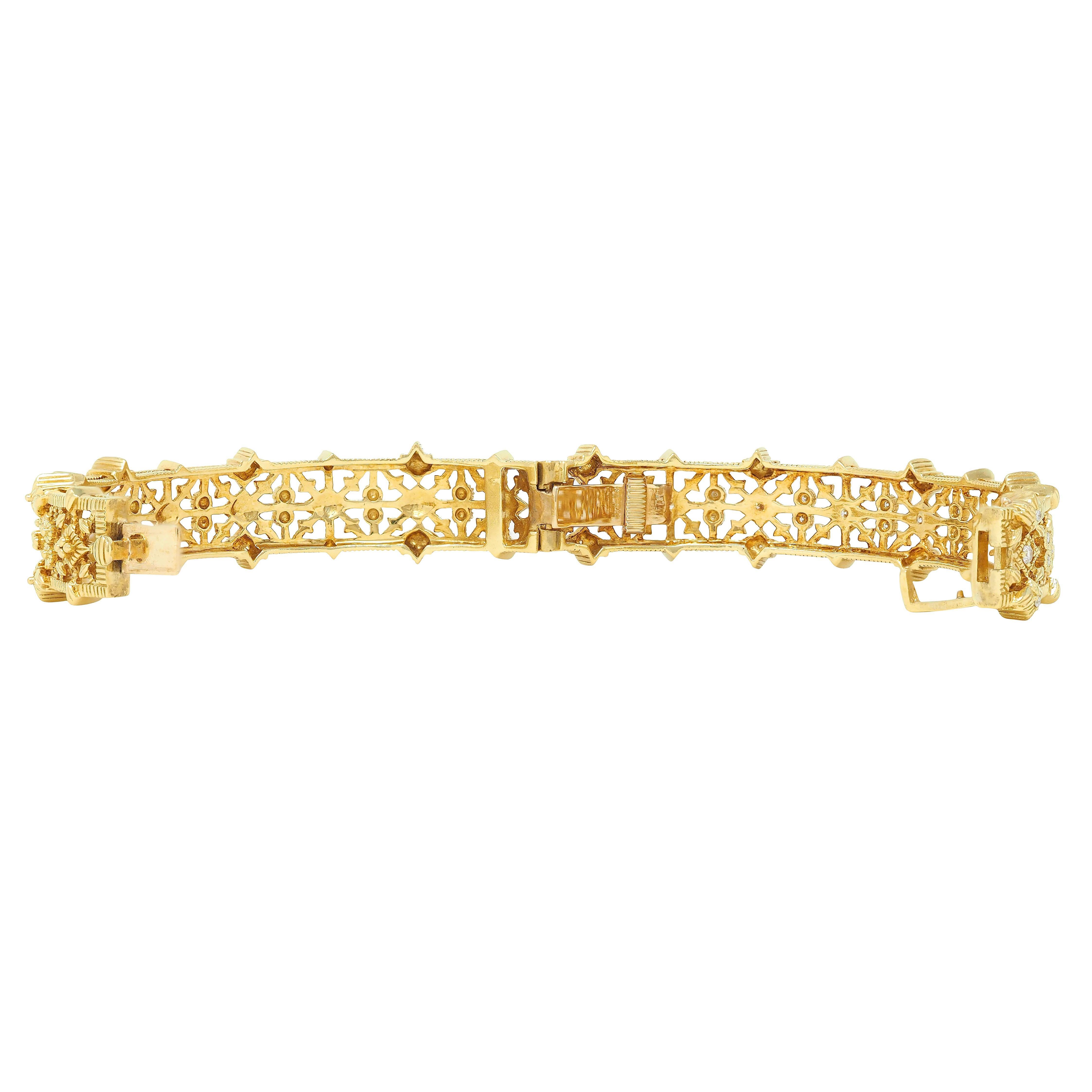 Judith Ripka Pulsera brazalete contemporánea de oro de 18 quilates con diamantes de 0,96 quilates Foliado en venta 1