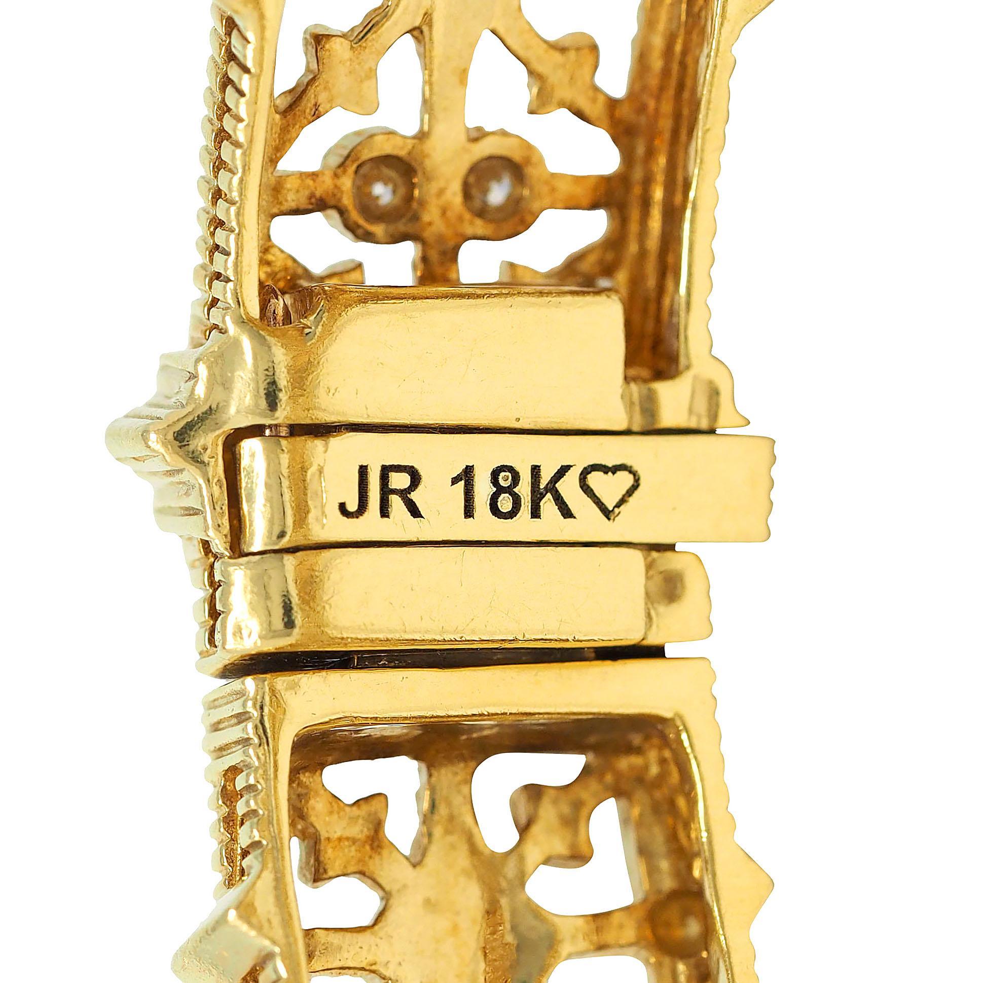 Judith Ripka Pulsera brazalete contemporánea de oro de 18 quilates con diamantes de 0,96 quilates Foliado en venta 2