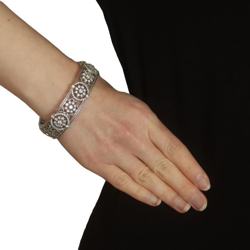 Judith Ripka Cubic Zirconia Floral Medallion Cuff Bracelet 7