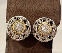 JUDITH RIPKA CZ Sterling Silver Pierced Earrings , Round Earrings , 12 Gm