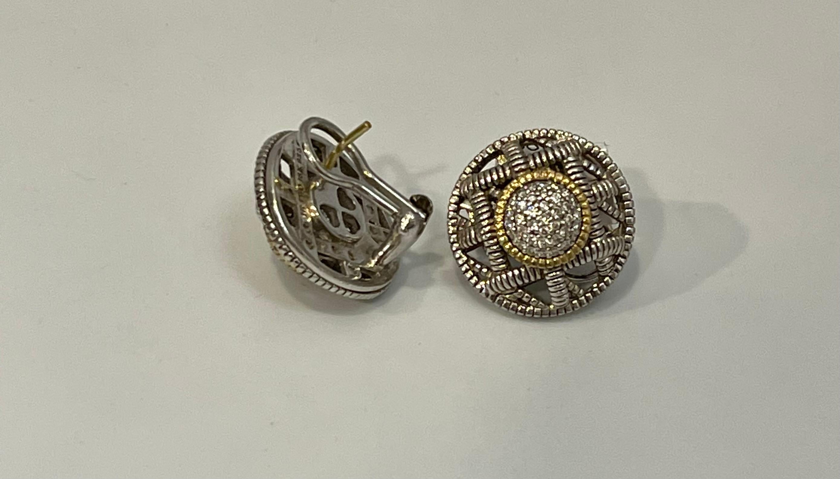 JUDITH RIPKA CZ Sterling Silber Ohrringe durchbohrt , runde Ohrringe , 12 Gm im Zustand „Hervorragend“ im Angebot in New York, NY