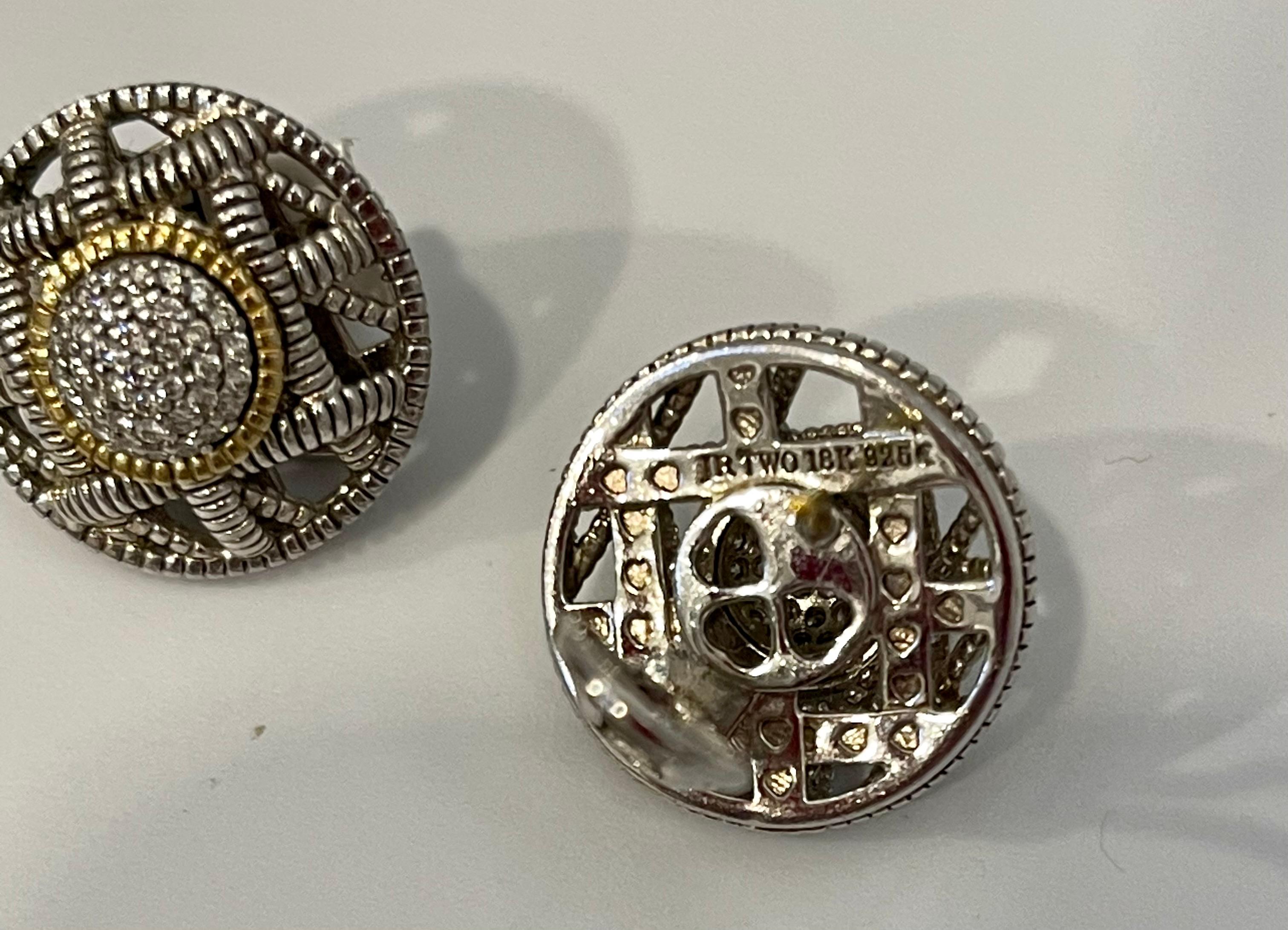 JUDITH RIPKA CZ Sterling Silver Pierced Earrings , Round Earrings , 12 Gm In Excellent Condition For Sale In New York, NY