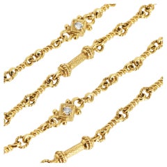 Judith Ripka Diamond 18K Yellow Gold 32 Inches Fancy Chain Necklace