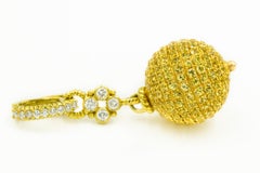 Judith Ripka Diamond and Canary Crystal Gold Truffle Ball Charm Pendant
