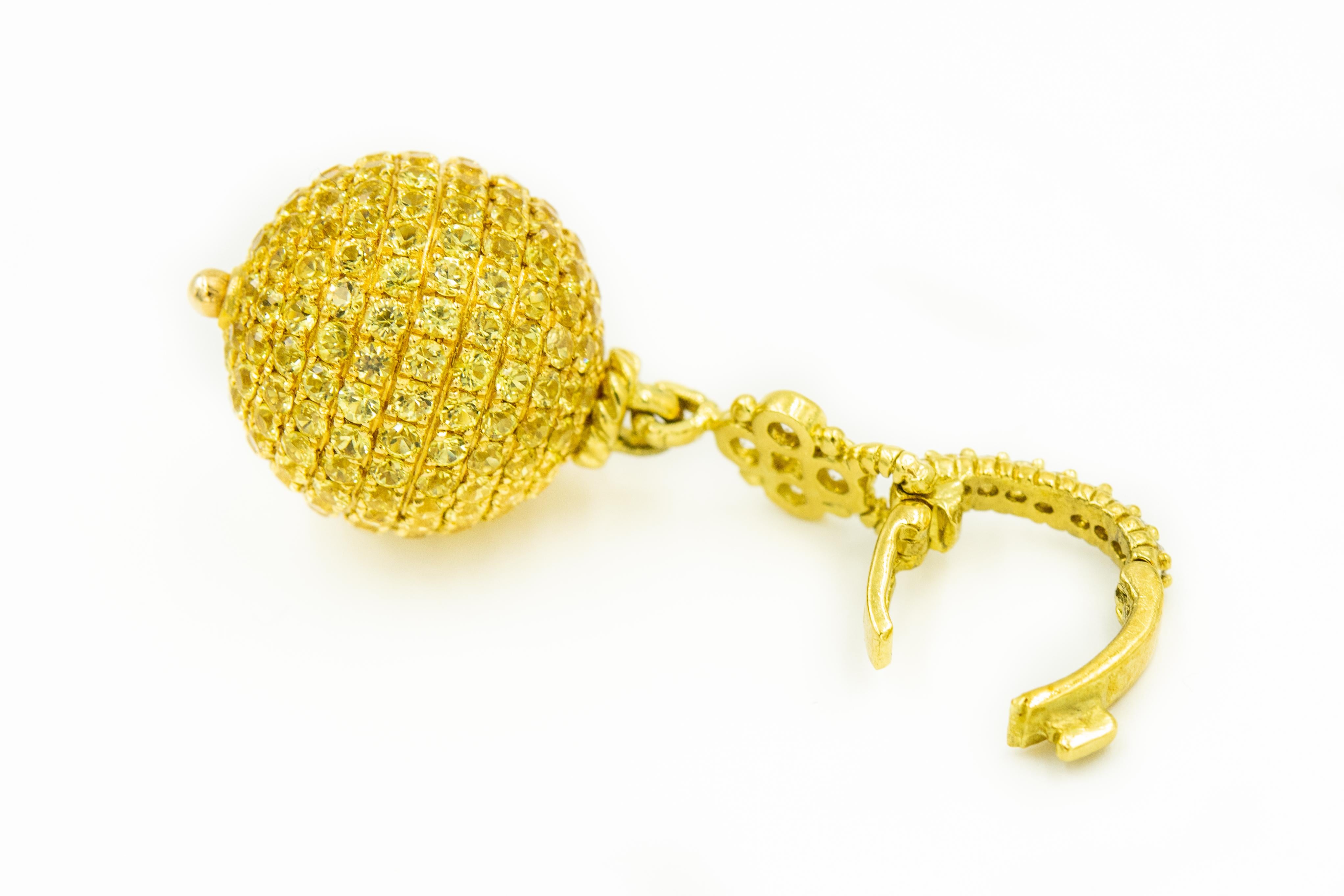Women's or Men's Judith Ripka Diamond and Canary Crystal Gold Truffle Ball Charm Pendant