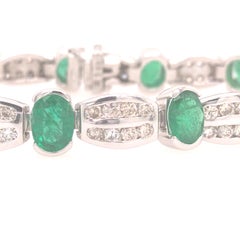 Judith Ripka Diamond and Green Emerald Bracelet in 14K White Gold