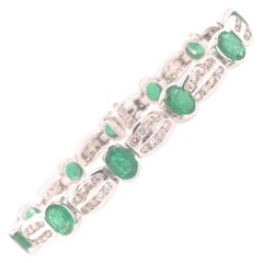 Judith Ripka Diamond and Green Emerald Bracelet in 14K White Gold