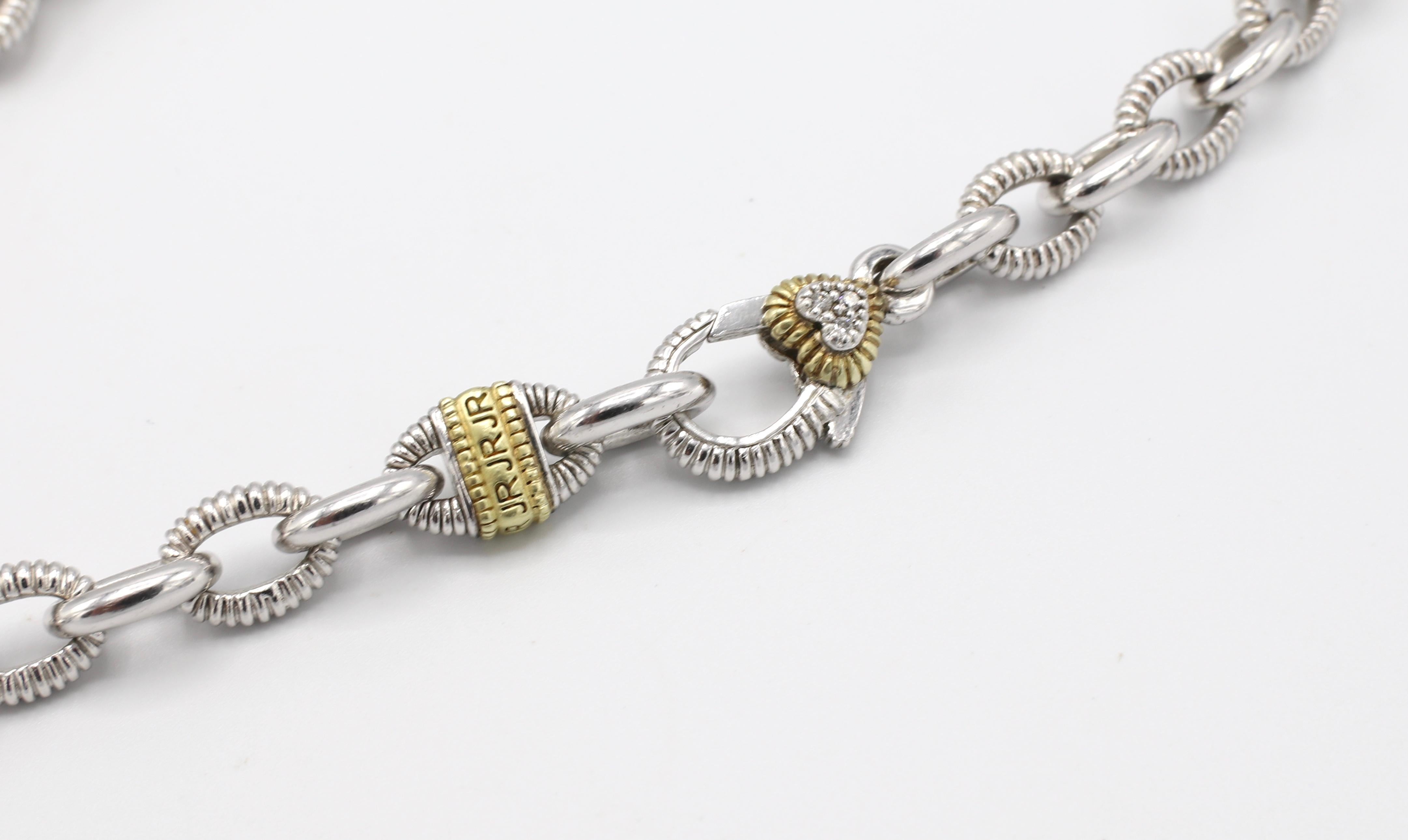 Women's Judith Ripka Diamond & Citrine Heart Sterling Silver & 18K Gold Pendant Necklace
