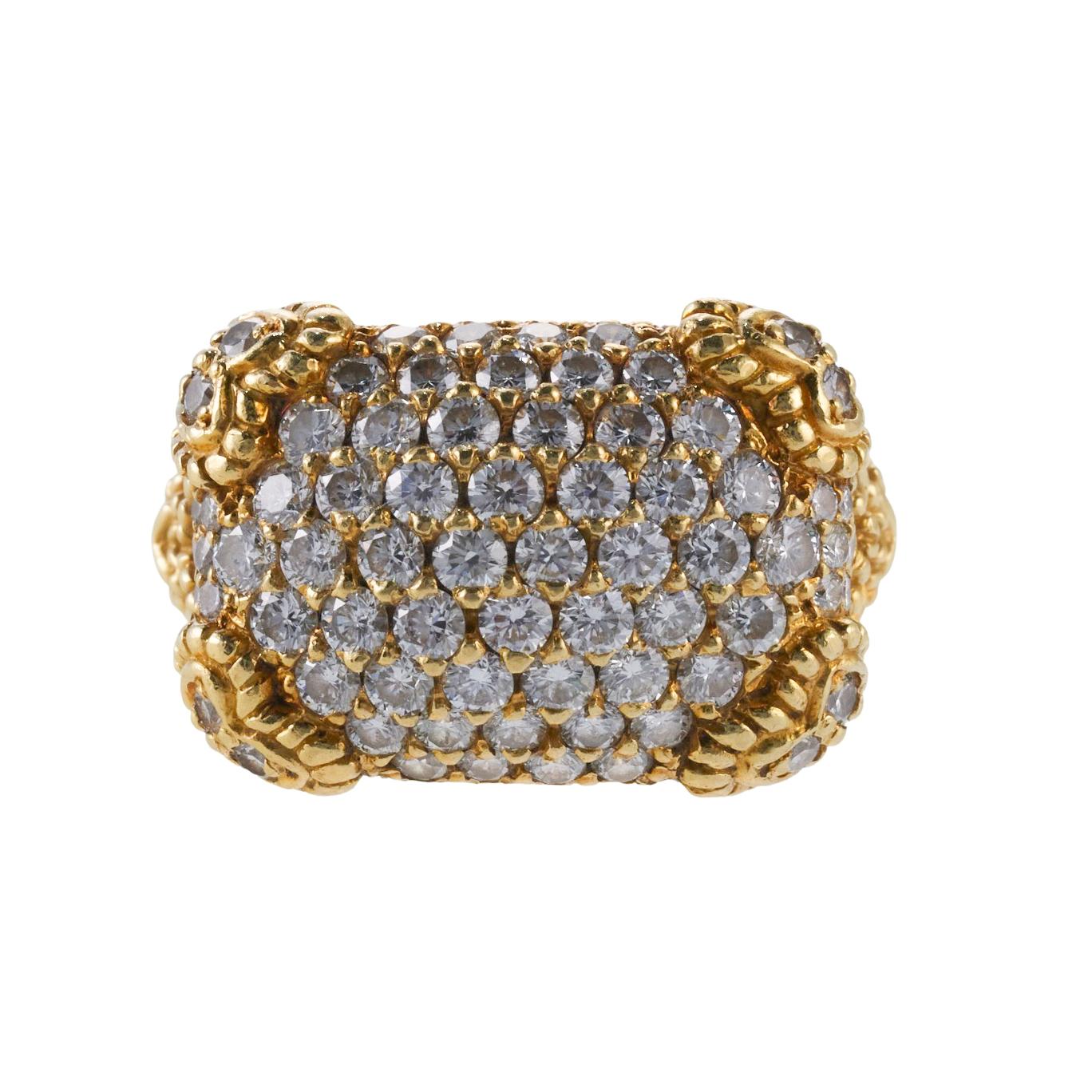 Round Cut Judith Ripka Diamond Gold Ring For Sale