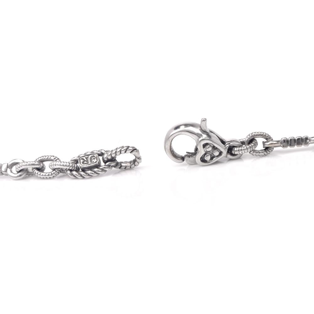 Women's or Men's Judith Ripka Diamond Heart Long 18 Karat Gold Chain Link Necklace