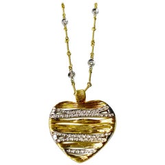 Roberto Coin Collier en forme de cœur avec chaîne en or jaune 18 carats et diamants