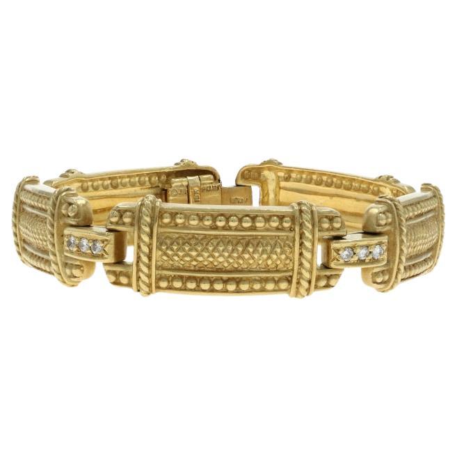 Judith Ripka Diamond Link Bracelet 7" - Or jaune 18k Round Brilliant .45ctw en vente