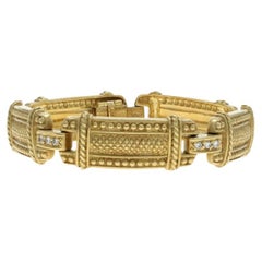 Judith Ripka Diamond Link Bracelet 7" - Yellow Gold 18k Round Brilliant .45ctw