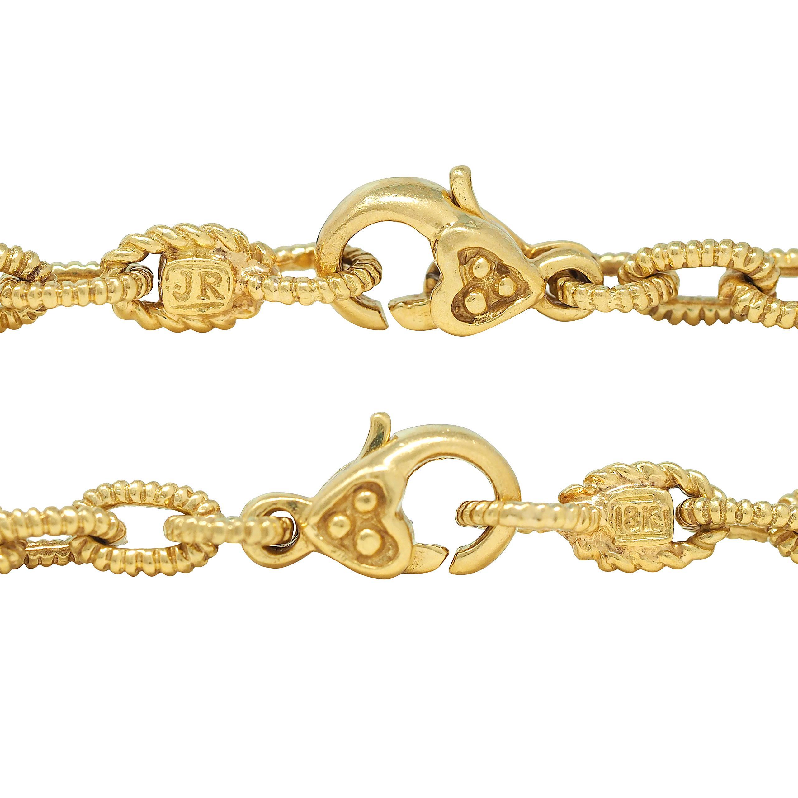 Judith Ripka Diamond Onyx 18 Karat Yellow Gold Station Chain Necklace For Sale 1