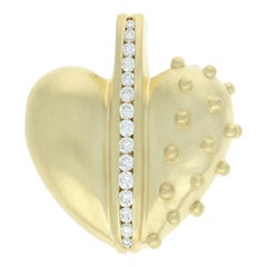 Vintage Judith Ripka Diamond Spiked Heart Enhancer Pendant, 18k Gold Round Cut .54ctw