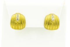 Judith Ripka Diamond Textured 18 Karat Yellow Gold Earrings