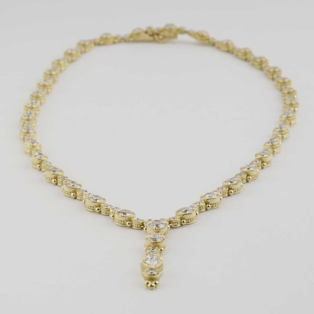 Taille ronde Judith Ripka Collier tennis en diamants « Y » avec pendentif 7,73 carats poids total en vente