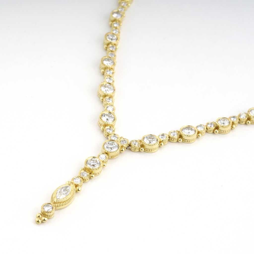 Judith Ripka Collier tennis en diamants « Y » avec pendentif 7,73 carats poids total Excellent état - En vente à Chicago, IL