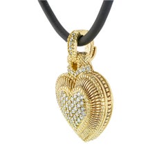 Judith Ripka Diamond Yellow Gold Heart Shaped Enhancer Pendant